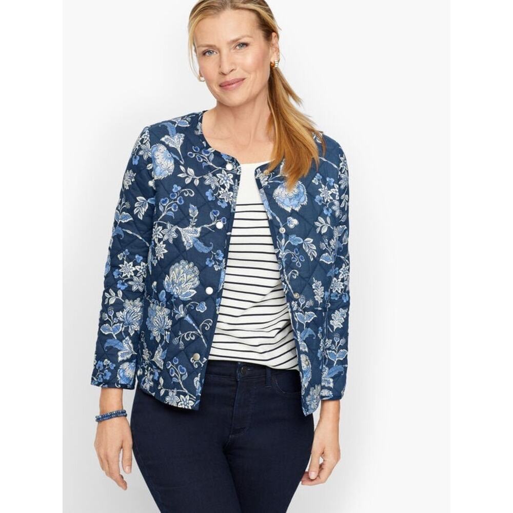 NWT! Talbots Paisley Jacobean Quilted Jacket
